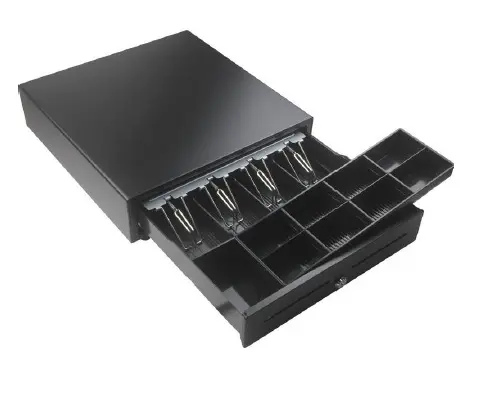 Tiroir-caisse métallique 405 mm – 4 billets / 8 pièces Noir