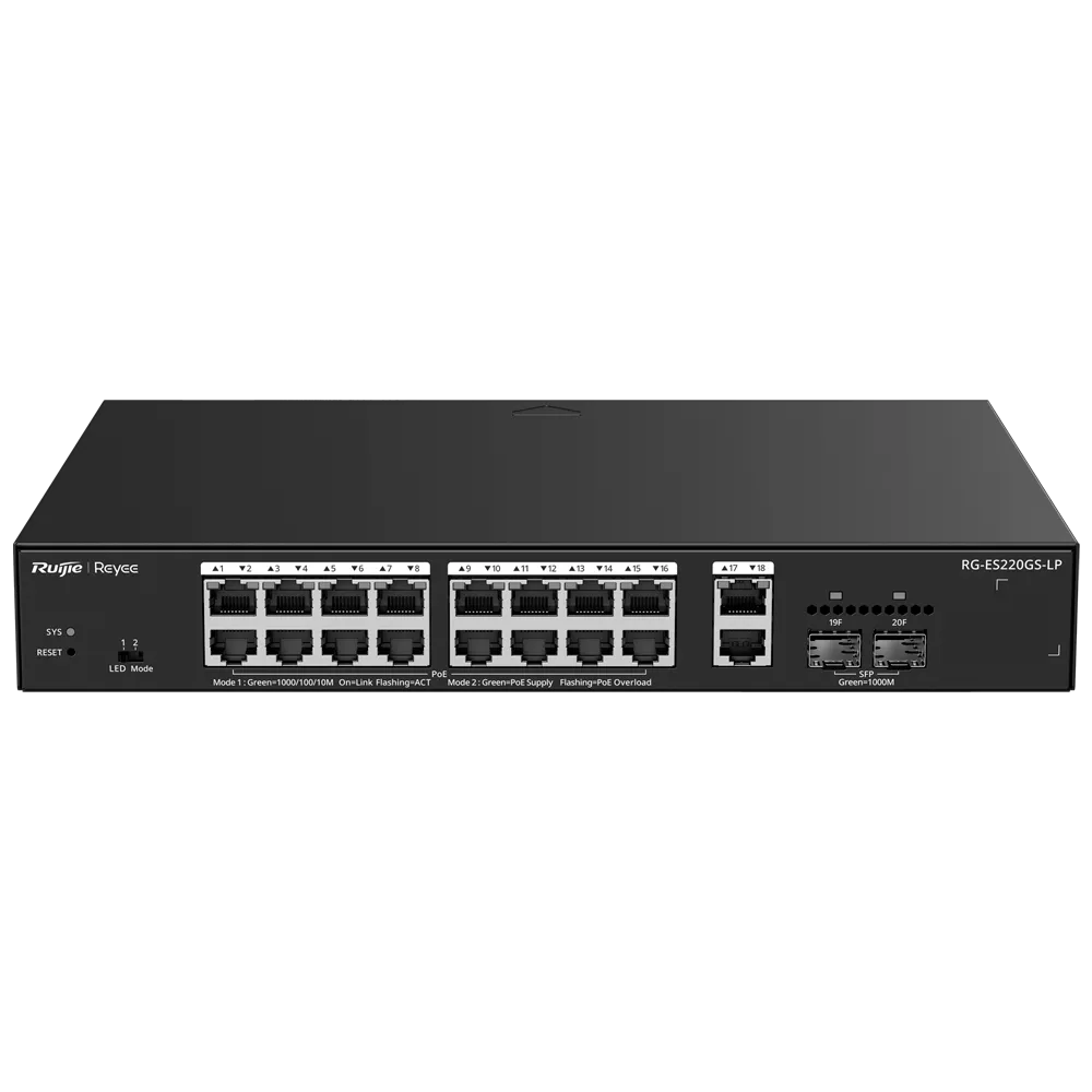 Switch réseau Reyee manageable PoE 20 ports Gigabit – Cloud – 130W